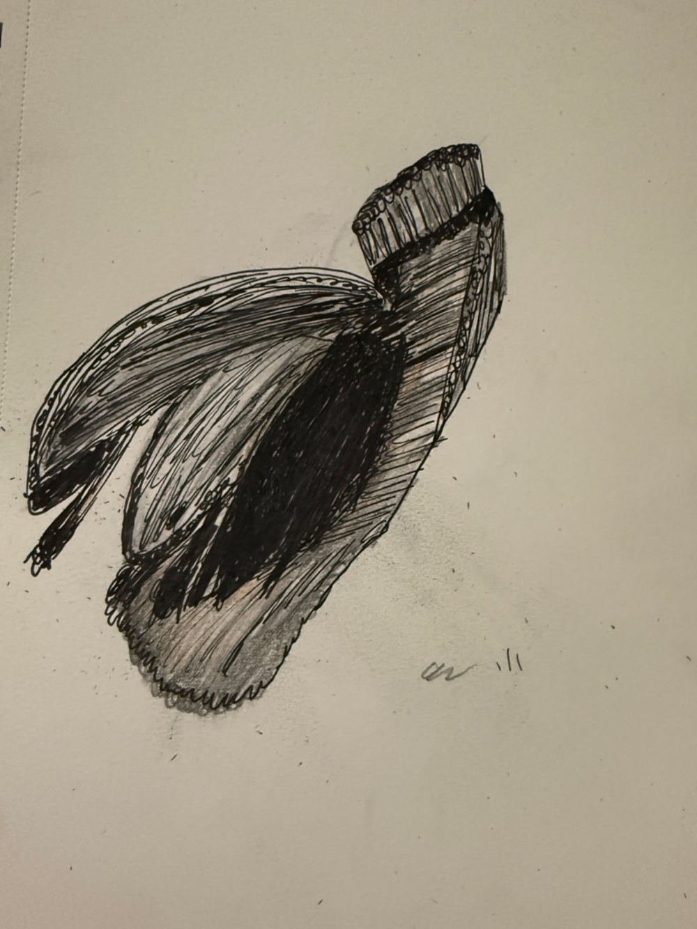 Hand-Drawn Monochrome Floral Ink Sketch